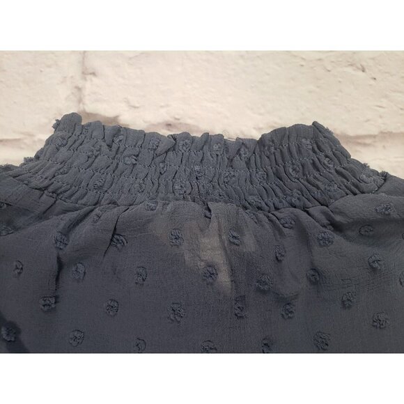 Monteau Womens Size Small Blue 3/4 Sleeve Swiss Dot Semi Sheer Blouse - Picture 3 of 8